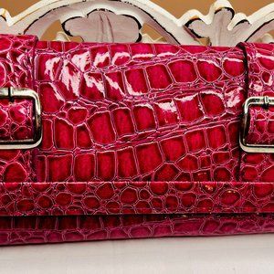 Dark Pink Croc-Embossed Handbag-Wallet – 2020s